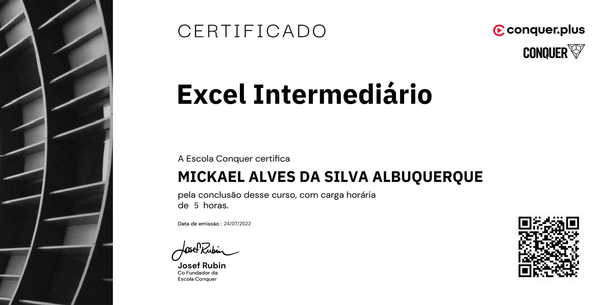Certificado de Excel Intermediário